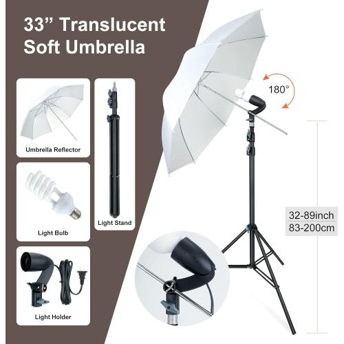 LINCO Lincostore Photo Video Studio Light Kit AM169 - Including 3 Color Backdrops (Black/White/Green) Background Screen