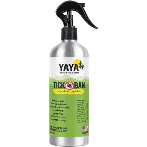Yaya Organics All Natural Extra Strength Tick Repellent DEET Free - 16 Ounce Spray Bottle