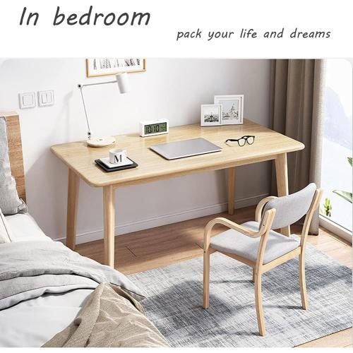 IOTXY Simple Wooden Writing Desk - Modern Minimalist Style PC Laptop Computer Workbench with Solid Wood Legs, 47 W Home Office Work Table for TV Stand Music Video Live Broadcast Workstation, Oak