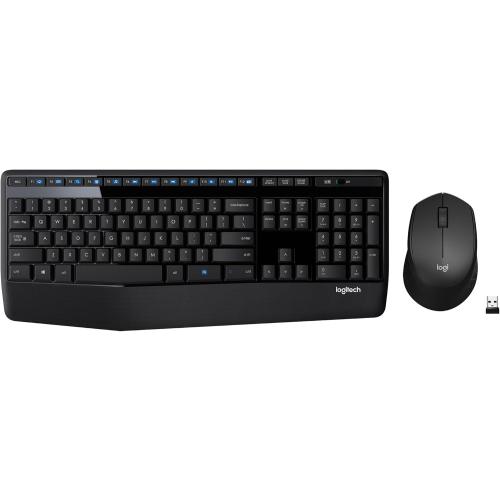 Logitech MK345 Wireless Keyboard and Mouse Combo with Palm Rest, 2.4 GHz USB Receiver, Compatible with PC, Laptop, Black