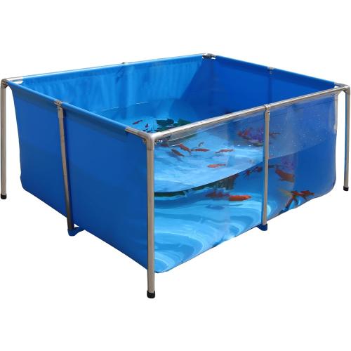 PVC KOI Aquarium Tank, Temporary Fish Tank with Clear Viewing Panel, KOI/Goldfish Pond with 304SS Frame & Drain Valve(47.3 L*31.5 W*23.6 H, About 135Gal Water Capacity)