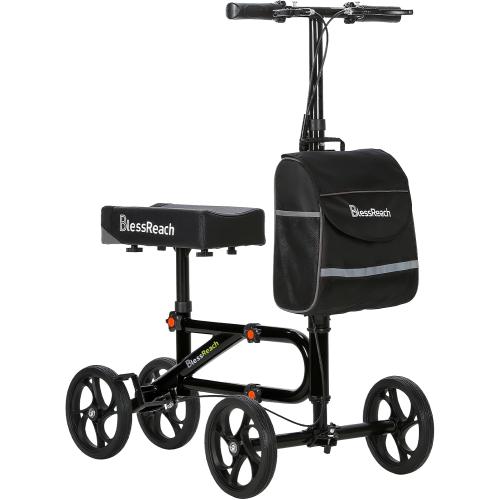 Economy Knee Scooter Steerable Knee Walker for Foot Injuries Compact Crutch Alternative with Dual Braking System (Black)