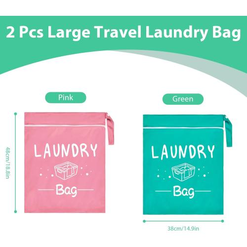 PASHOP Travel Laundry Bags, 2 Pack Waterproof Wet Dry Bags for Dirty Clothes Bags, Washable Camp Laundry Bag Sleepaway Suitable for Traveling