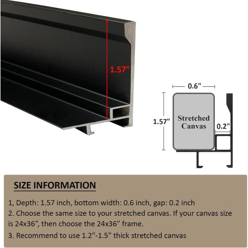 Metal Canvas Frame for 24x36 Oil Paintings, 1.5” Deep DIY Canvas Floater Frame for Portrait Landscape Prints Art Show Gallery Wall Home Office Living Room Decor (Black)