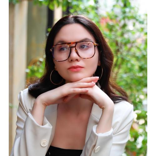 FEISEDY 2Pack Blue Light Blocking Glasses Fake Nerd Clear Square Computer Lightweight Pilot Glasses Frame Oversized B2866