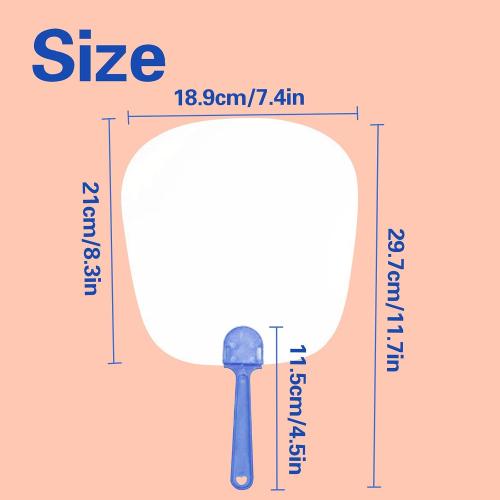 Blank Fan Handheld Double Sided Paddle DIY Paper Fan Cardboard and Plastic Handle