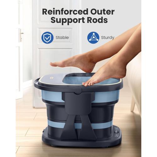 Puboo Collapsible Foot Spa Bath Massager with Heat, 95-115°F Precise Temp Control, Motorized Massage Rollers, Heated Foot Bath Soak Tub, Fits up to US Men’s Size 11 / Women’s Size 12.5