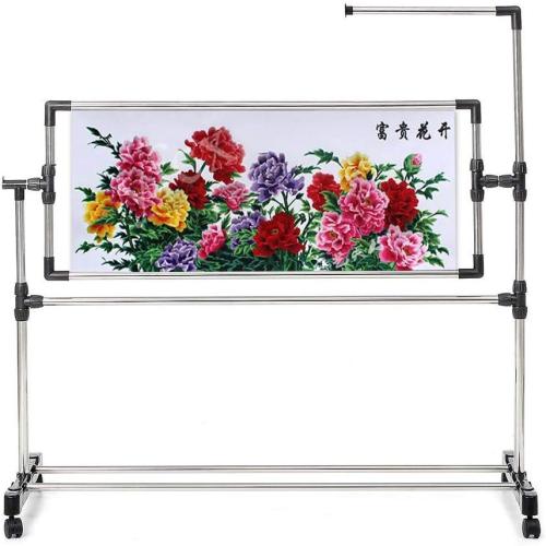 Size Large Needlework Floor Frame, Adjustable Cross Stitch Craft Stand, Standing Embroidery Lap Table, for Art Craft Sewing Holder
