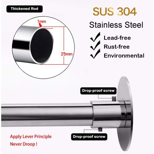 Corner Shower Curtain Rod Adjustable Stainless Steel L Shaped Rack Drill Free Install for Bathroom, Bathtub, Clothing Store (35.5-51.2 x 35.5-51.2)