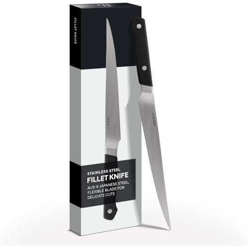 Misen 7.5 Stainless Steel Fillet Knife – Flexible Blade for Precision Fish Filleting & Meat Trimming - High-Carbon Steel for Long-Lasting Sharpness – Ergonomic Handle for Control – Black