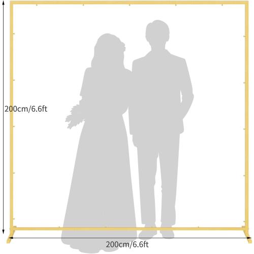 Size 6.6*6.6 Color Gold Wedding fashion arch background metal frame, (3.9, 5.2, 6.6 feet) suitable for background decoration frames such as weddings, birthdays, parties, baby showers, and photography (gold, 6.6*6.6)