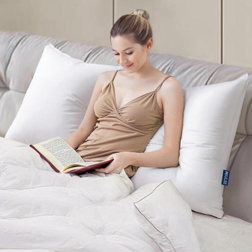 MIULEE 24x24 Throw Pillow Inserts,Set of 2 Decorative Pillow Inserts with Soft Cotton Cover,Fluffy and Cozy Indoor Square Sofa Couch Pillow Inserts White