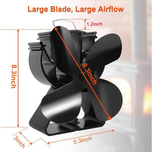 VODA Wood Stove Fan Heat Powered Fireplace Fan No Electric, Heat Activated Thermal Fan for Wood Burning/Pellet Stove/Log Burner, Fireplace Accessories