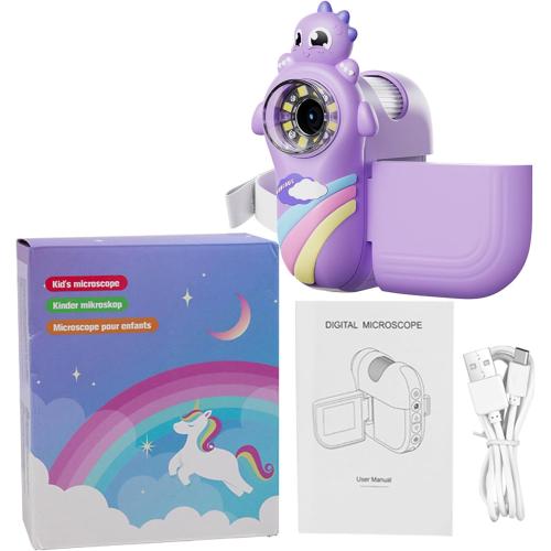 Handheld Digital Microscope 1000X 2 Inch LCD Screen 1080P Kids Microscope with LED Light pink ?