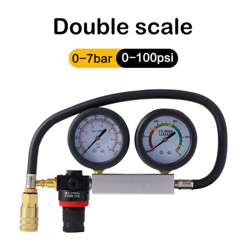 TU-21Cylinder Leak Down Tester Kit, Automotive Engine Compression Leakage Test Kit for Cars Trucks Motorcycles