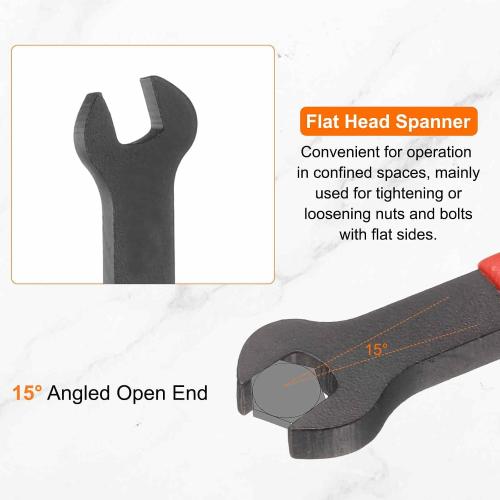 HARFINGTON Single Open End Wrench 35mm Metric 15 Degree Offset Angle U-Shaped Open Ended Spanner Small Flat Head Blackening Wrench with Red Shank for Automotive Repair Furniture Assembly
