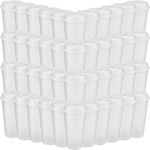 Honeydak Pack 16 oz Reusable Coffee Cups with Lids Water Bottle Iced Coffee Travel Mug Reusable Portable Plastic Tea Tumblers Bulk for Hot and Cold Drinks Birthdays Party(Stylish,Clear)