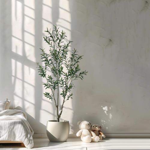 Artificial Olive Tree, 7 ft Tall, for Home Decor, Living Room, Dining Room, Bedroom, Office