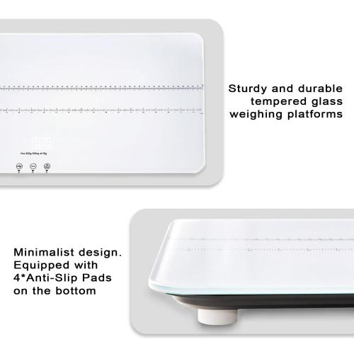 Digital Pet Scale 220lbs x10g Accuracy,Dog/Cat Animal Scales with 3 Weighing Units/Tare/Hold Function,Baby Scale for Pets,Tempered Glass Material,USB Charging,Large LED Platform Scale,White
