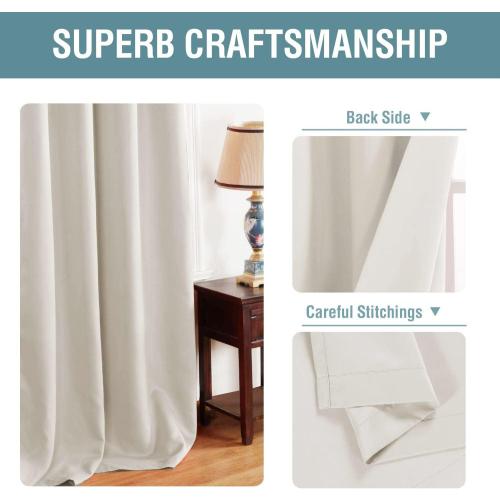 H.VERSAILTEX Light Blocking Curtain for Living Room Thermal Insulated Window Treatment Panel/Drape for Dining Room, Elegant Soft Curtain for Bedroom Grommet Top One Panel (Ivory - 52x63 Inches)