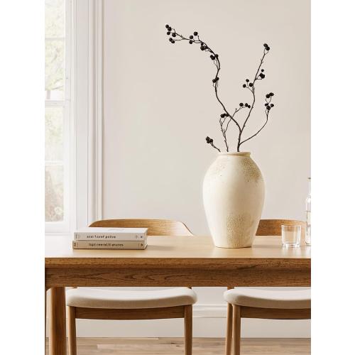 LE TAUCI Ceramic Flower Vase, 13.2 Inch Large Rustic Farmhouse Vase, Tall Floor Vase for Home Decor, Living Room Table & Mantel Centerpiece, Watertight & Sturdy, Matte Sandy Beige White