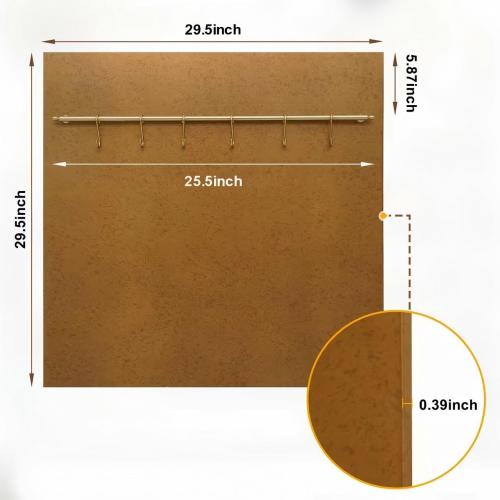 Fietrexa 29.5“x29.5” Aged Brass Finish 304 Stainless Steel Rang Hood Backsplash with Solid Brass Rail & S Hooks,Stove Backsplash,Vintage Style,Kitchen Wall Splash Guard.