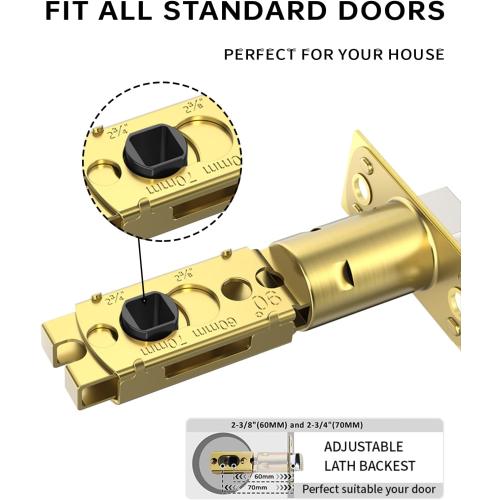 Asidrama 4 Pack Gold Privacy Door Handles, Door Lever with Door Knobs Indoor for Bedroom or Bathroom, Heavy Duty Door Handles Interior with Locks for Left Right Sided Doors