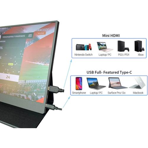 15.6inch FHD 1080P Portable Monitor with Cover and Speakers HDMI Gaming Ultra-Slim IPS External Screen for PC Phone Mac Laptop Display Game Xbox PS4/5 Switch