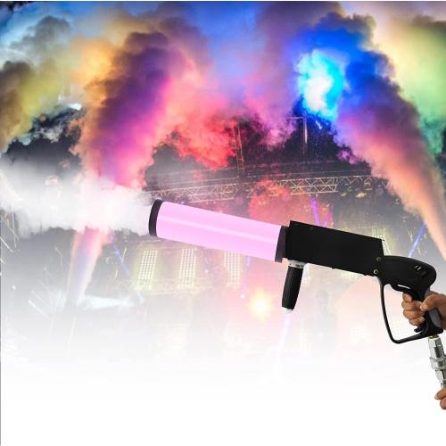 Color White CO2 Fog Machine, Handheld Fog Gun, Cannon Fog Machine with LED Lights Effect, Fogger, Smoke Gun With 3 Meter Gas Hose for Night Club Party, DJ Effects