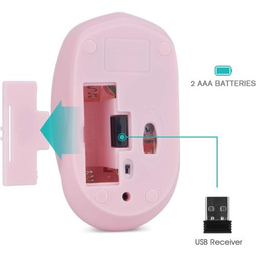 Rii Wireless Mouse,2.4G Portable Computer Mice for PC, Laptop, Windows,Office Included Wireless USB dongle (Pink)