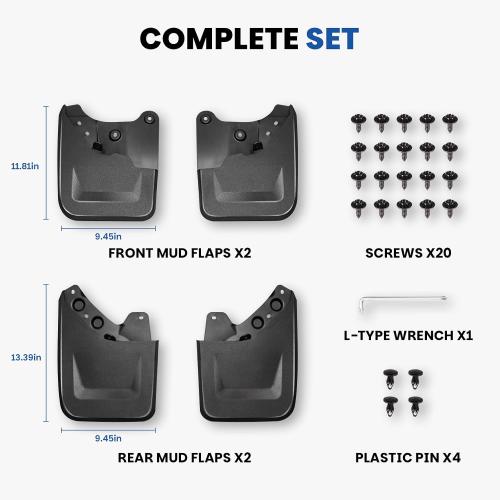 Upgraded Wide Mud Flaps Compatible with 2024-2026 Toyota Tacoma, Heavy-Duty Front & Rear Splash Guards, Custom-Fit Mudguards for Pickup Truck, Durable Fender Liners, No-Drill Installation Kit(4 PCS)