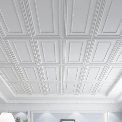 Art3d Drop Ceiling Tiles, 24x48in. White (12-Pack), Polyvinyl Chloride (PVC), Glue Down