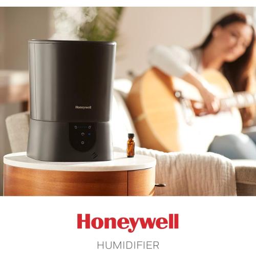Honeywell Easy-to-Care Filter Free Warm Mist Humidifier, Medium Rooms, 1.5 Gallon Tank – Humidistat for Bedroom, Home or Office Black