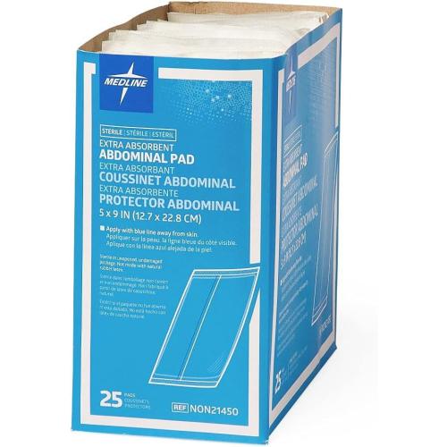 Medline Medline Sterile Abdominal Pad, NON21450H, 5 inch x 9 inch, 4 Packs of 25 Count