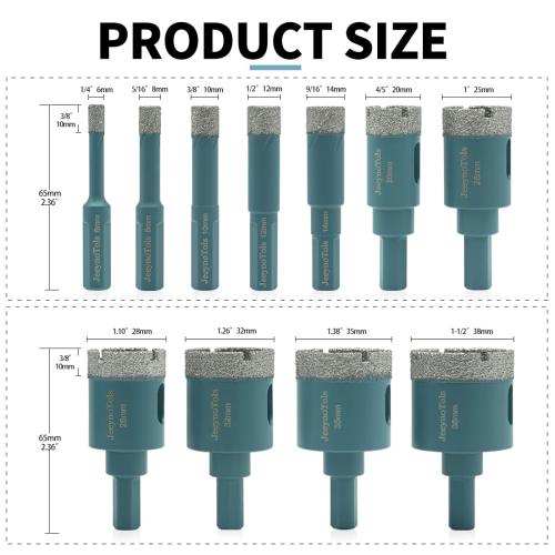 Daily Dry Hole Saw Diamond Drill Bit Set, 11PCs 6/8/10/12/14/20/25/28/32/35/38mm Drill Bits for Ceramic Tile Marble Porcelain with Trangle Shank Thread,Core Drill Bits,Tile Bit