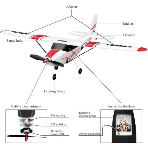 HAWK'S WORK 4 Channel RC Plane, Remote Control Airplane Cessna Ready to Fly, Brushless Motor 6-axis Gyro Stabilizer 3 Flight Mode Stunt Flying, Easy Trainer for Beginner & Kid