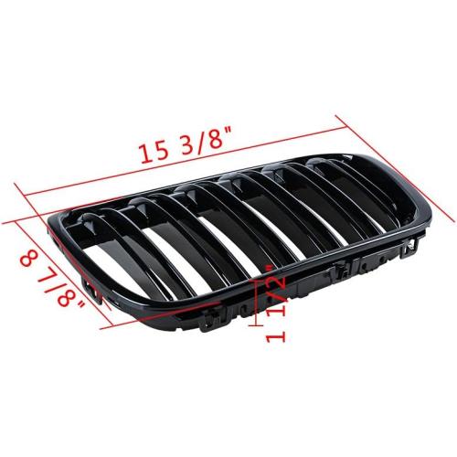 Astra Depot Glossy Black Dual Slats Kidney Grille Compatible with 2016-2018 BMW F48 F49 X1 sDrive18i sDrive20i xDrive25i sDrive16d sDrive18d sDrive20d