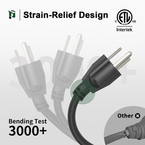 PLUGTUL Outdoor Extension Cord 25 FT | 16/3 Gauge Black Heavy Duty 3 Prong Extension Cord, 13A 1625W SJTW, ETL Listed, Great for Garden and Home