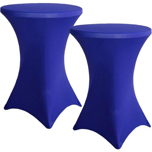2 Pack Cocktail Table Cover, Spandex Cocktail Fitted Tablecloths, Stretch Round High Top Table Cloths for Bar Wedding Party Banquet, Royal Blue, 30-32 Diameter x 40-43 Height