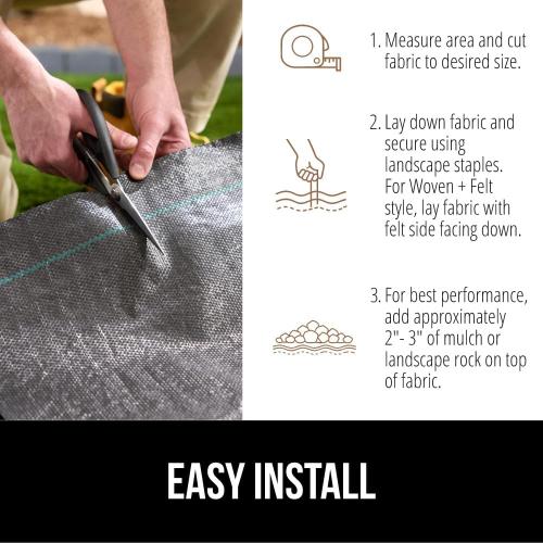 GORILLA GRIP Weed Barrier Fabric, 6 FT x 100 FT, Heavy Duty Woven Landscape Fabric 3.2oz, Weed Control Ground Cover for Garden Beds & Mulch Permeable Underlayment for Landscaping Home & Commercial Use