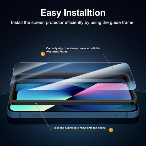 NEW'C 3 Pack Designed for iPhone 14,iPhone 13,iPhone 13 Pro Screen Protector (6.1 inches),Enhanced Tempered Glass Protection with easy installation tool included,Case Friendly Ultra Resistant
