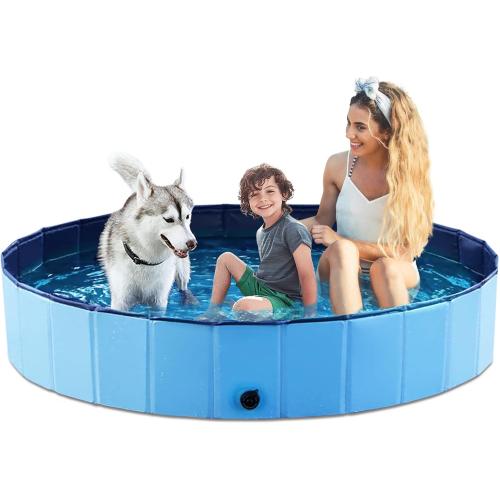 Jasonwell Foldable Dog Pet Bath Pool Collapsible Dog Pet Pool Bathing Tub Kiddie Pool Doggie Wading Pool for Puppy Small Medium Large Dogs Cats and Kids 71 Blue