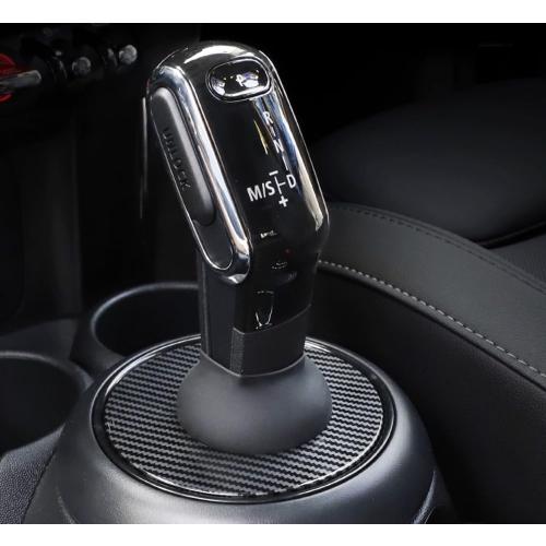 iJDMTOY Twill-Weave Carbon Fiber Pattern Finish Steptronic Shift Well Boot Cover Decoration, Compatible with MINI Cooper 2019-up F54 F55 F56 F57 F60