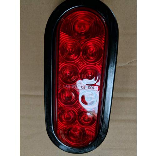 PPI (2) Red Trailer Truck LED Sealed RED 6 Oval Stop/Turn/Tail Light Marine Waterproof Including 3-pin water tight plug DOT SAE with wires and Grommet