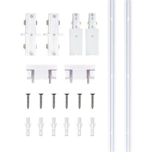 White Aluminum Alloy Shell H Type Track Lighting Rails, 4PCS H Track Lighting Rails Kit 120V Single Circuit 3-Wire 6.5 FT (3.28FT*2) with Extra I Connector Wall Anchors for H Track Lighting Heads