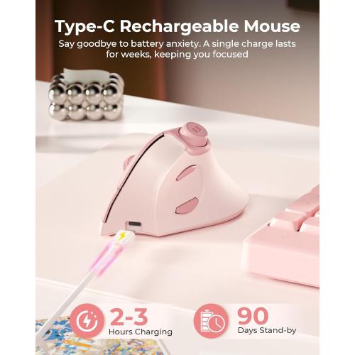 seenda MOU-302 Wireless Bluetooth Ergonomic Vertical Mouse with Volume Knob
