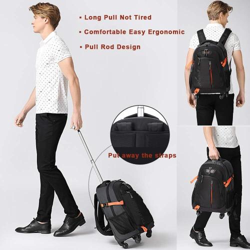 Size 20-22 Color Light Green AOKING 20/22″Water Resistant Rolling Wheeled Backpack Laptop Compartment Bag