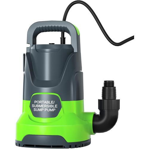 Water Pump Submersible Sump Pump 1HP 4500GPH Portable Electric Water Pump Utility Pump for Pool Draining Flood Basement Hot Tub Pond