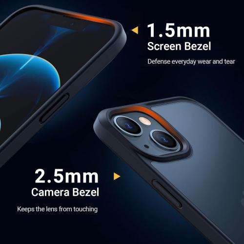 TORRAS Guardian Shockproof for iPhone 13/14 Case, [Military-Grade Drop Tested] Durable Protective Matte Hard PC Back Slim Thin DIY-Buttons for iPhone 13/14 Case, Translucent Black