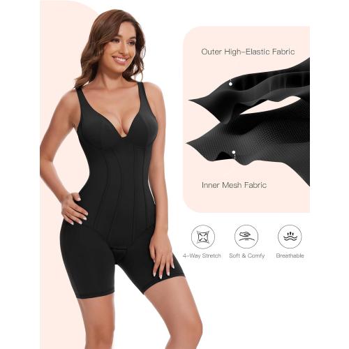 Size L Slimers Women V-Neck Corset Bodysuits - Tummy Control Sculpting Body Suits : Hip Lifter Shapewear Outfits Club Tops